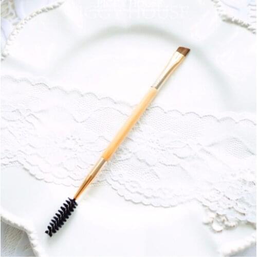 OUT TOP 1PCS Eyebrow Brush Handle Makeup Bamboo Handle Double Eyebrow Brush Eyebrow Comb c0920