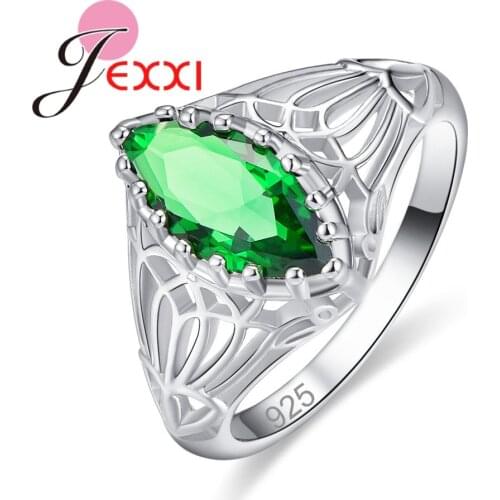 Vintage Horse Eye Marquise Zircon 925 Sterling Silver Rings for Women Girls Party Birthday Gift anillos anel Ringen Jewelry