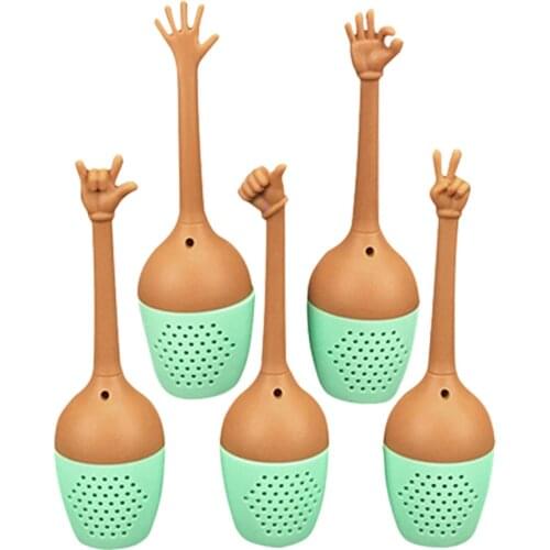 Funny Hand Gesture Shape Tea Infuser Silicone Tea Strainer Loose Leaf Herbal Spice Holder Tea Brewing Tools Kitchen Accessories