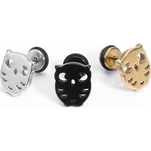 1 Pair Night Owl Earring Stud Casual Animal Ear Stud Unisex Small Owl Ear Piercing Jewelry Christmas Gift for Lover Teens