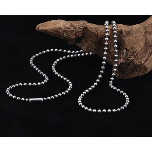 100% Real 925 Sterling Silver Long Round Beads Chains Necklace For Children Women Menn Beads Link Fine Jewelry Hot sale