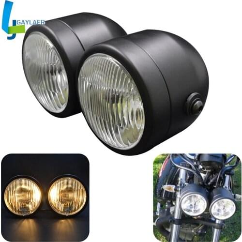 4-1/4'' 55W Matt Black Twin Dominator Motorcycle Headlight Halogen Light Dual Streetfighter Cafe Racer Custom Dirt Bike