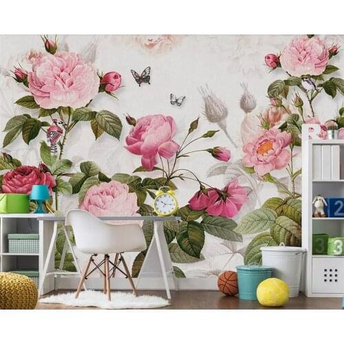 Beibehang Custom wallpaper European-style hand-painted floral vintage 3d wallpaper living room TV background 3d papel de parede