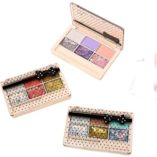 6 Colors Sequin Eyeshadow Long-lasting Eyeshadow Pallete Brighten Color Desert Pearlescent Matte Eye Shadow Makeup Pallete J1