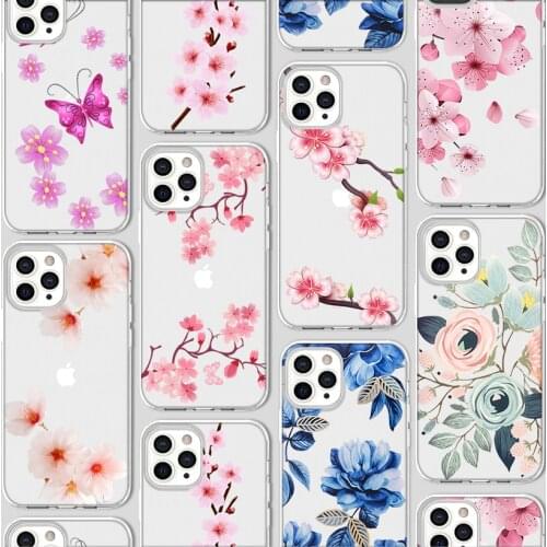 Floral Tree flowers Case for Iphone 12 Case for IPhone 12 11 Pro XR 7 X XS Max Mini 8 6 6S Plus 5 5S SE 2020 Silicone Cover Capa