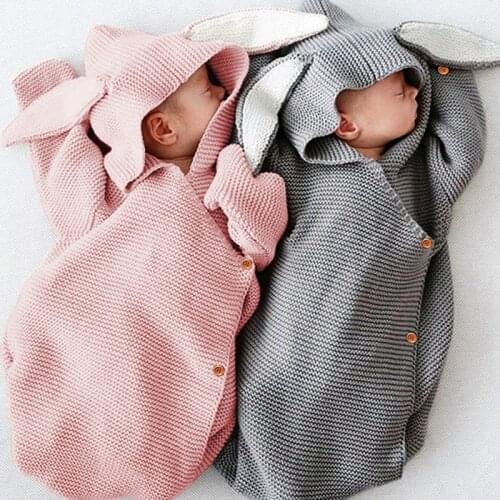 IYEAL Baby Blankets for Newborns Infant Knit Hooded Rabbit Ears Swaddling Baby Wrap Photography Newborn Baby Girl Boy Clothes