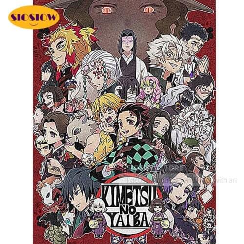 Home Decor 5D Diamond Embroidery Demon Slayer Kimetsu No Yaiba Painting Japan Anime Full Square Drill Cross Stitch Pictures Wall