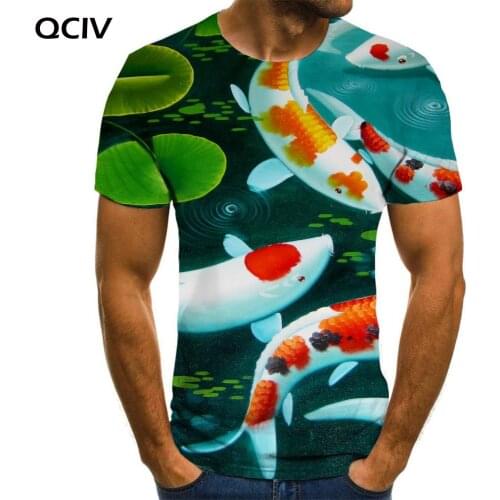QCIV Fish T-shirt Men Animal T-shirts 3d Flower Tshirts Casual Romantic Funny T shirts Short Sleeve Hip hop Cool Streetwear Tops