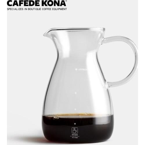 CAFEDE KONA Coffee Server 500ml Heat-resistant Glass Hand Drip Can Be Used with 101/102 Drippers/wave Dripper