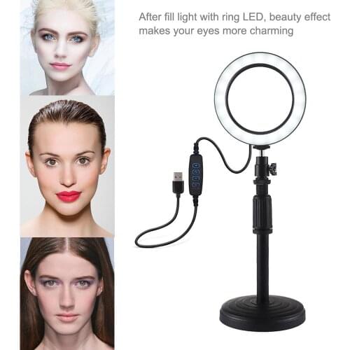 PULUZ 3 Mode Dimmable LED Video Ring Light Selfie Photograph With Desktop Stand Kit For Makeup Selfie Video Live Stream Plog
