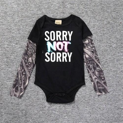 Toddler Baby Girls Boys Rompers 2019 Fashion Tattoo Print Clothes Patchwork Long Sleeve Playsuit Cotton One-piece Jumpsuit 0-18M
