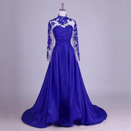 Long Sleeve Lace Evening Dresses Party for Wedding A Line Turkish Dubai Formal Evening Gowns Dresses robe de soiree longue