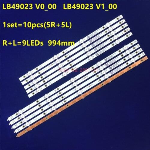 1set=10pcs LEDstrip for49"TV TT4906F LB4902149PUS7503 49pus6162 LB49023 V1_00 V0_00 3A6560010EA0 3A6560000EA 49pus6412TPT490U2