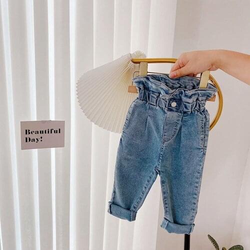 Fashion Girls Kids Princess Jeans Pant Autumn Children Baby Denim Pants Trousers Outfits ADK301
