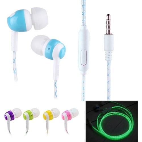 Hot Glow In The Dark Cool Led Earphone Luminous Neon Headset With Microphone Night Lighting For iPhone Samsung Xiaomi
