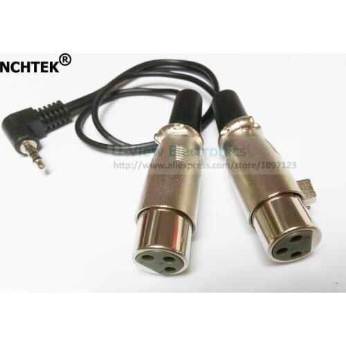 NCHTEK Right Angled 90 Degree 3.5MM Male to Dual XLR 3Pin Female Microphone Audio TRS Splitter Cable 0.3M/Free Shipping/10PCS