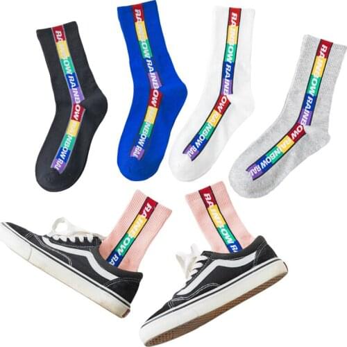 New cartoon Casual Stocks YZ-S-ZZ-0066 Spring and summer rainbow bar stockings middle tube stockings Ins fashion stockings