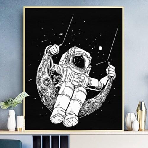 Cartoon Space Astronaut Painting by numbers 50x40cm Universe Planet Exploration Poster Home Decor Painting Wall Art Pictures