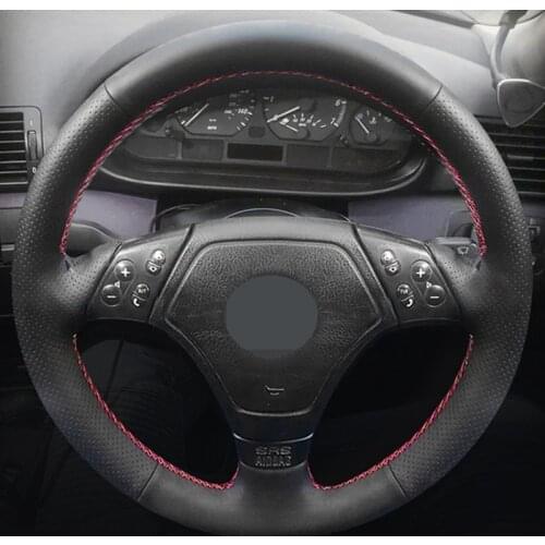 DIY Hand-Stitched Wrap Black Anti-slip High Soft Artificial Leather With Holes Car Steering Wheel Cover for BMW E39 E36 E46