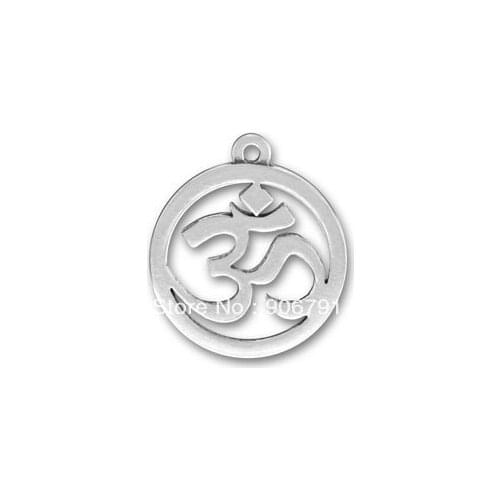 Silver sign inscribe Om sanskrit yoga letters charm