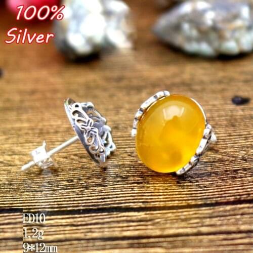 100% 925 Sterling-Silver Color-Jewelry Blank Stud Earrings Blank For Women With Fit 9*12mm Antique Base Tray for diy Earrings