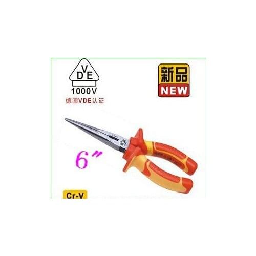 BESTIR Taiwan Made Cr-V Steel Dipped Insulated Long Nose Pliers 6" Hand Tool NO.10191 FREESHIPPING