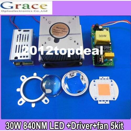 30W DIY led grow light 380-840nm kit,chip,driver,heatsink, fan ,led lens