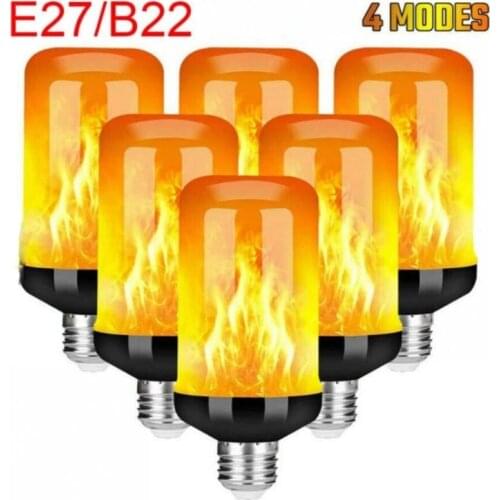LED Flame Effect Light Bulb 4 Modes Flickering Emulation Home Garden Lamp Christmas Halloween Decor Light E27 Flame Bulb Lights