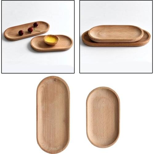 Natural Wooden Plate Serving Tray Drink Wood Dishes Home Restaurants Office