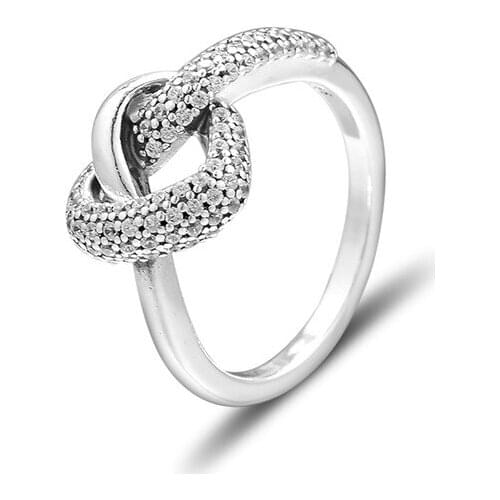 Knotted Heart Ring Jewelry 925 Sterling Silver Rings for Women Fashion Pave Stone Female Ring Silver Jewelry Girls Wedding Rings