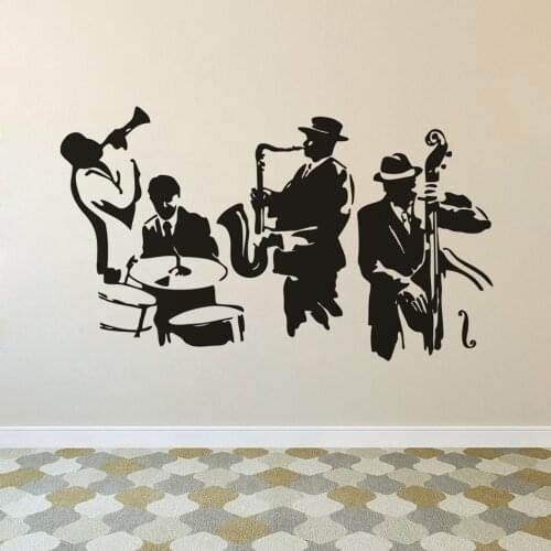 Music Player Vinyl Wall Sticker Musical Instrument Tools Wall Murals Drums Bass Saxophone Player Wall Decal Art Music Band AZ734