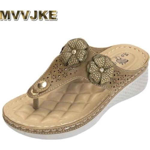 MVVJKE Flip flops woman summer clip toe sandals beach shoes women brand design wedges sandals breathable sandalias