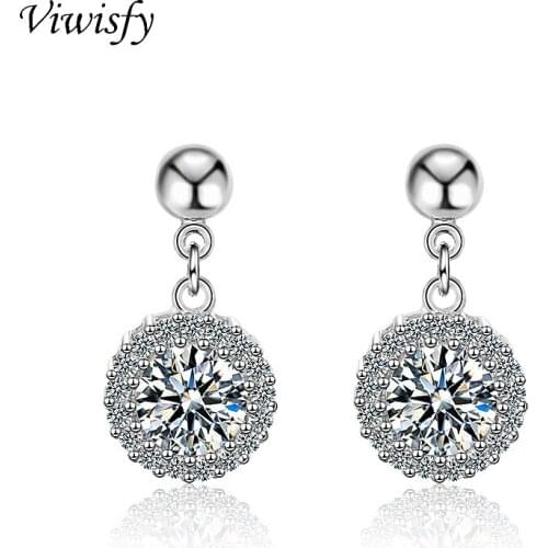 Viwisfy Water Drop Crystal Stud Earrings Jewelry Wedding Solid 925 Sterling Silver Earrings For Woman VW21085