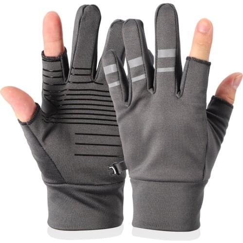 Winter Autumn Touch Screen Gloves Non‑Slip Cycling Motorbike Riding Reflective Gloves(Gray XL)