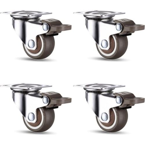4 Pack Swivel Caster Wheels, Heavy Duty Caster With Top Plate Rubber Caster No Noise Wheels For Furniture Carts Warehouse Shelf