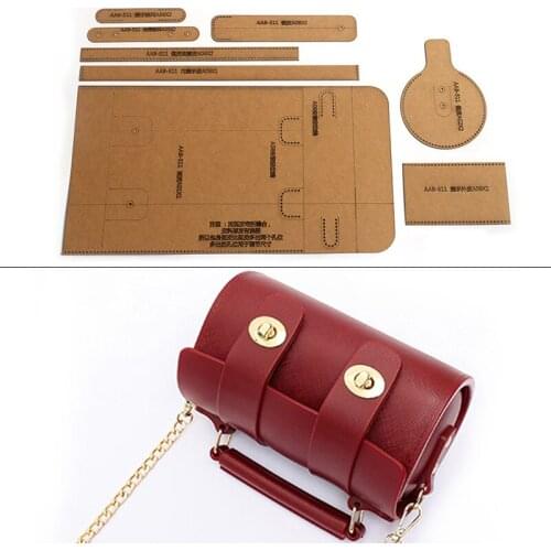 1Set DIY Kraft Paper Template Shoulder Bags Cylinder Bag Crossbody Bag Leather Craft Pattern DIY Stencil Sewing Pattern 20*10cm