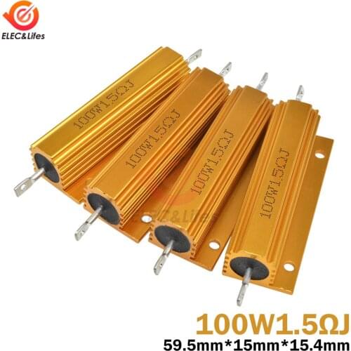 1Pcs 0.1/0.5/1/1.5/2/3/4/5/6/8/10/12/15 Ohm 5% 100W Power Aluminum Shell Wirewound Resistor resistance for Electronic DIY