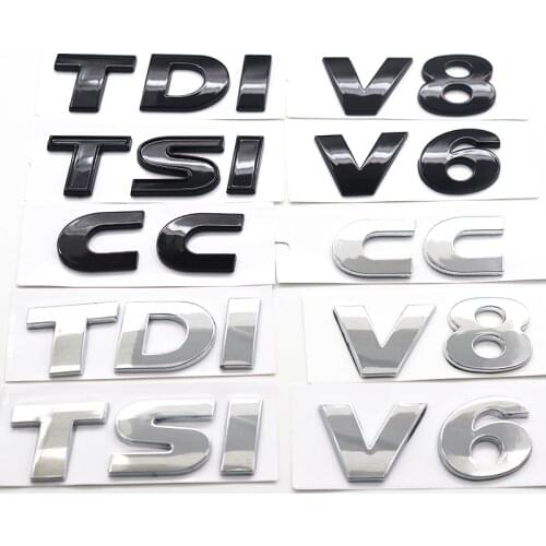 1pcs ABS CC TDI TSI V6 V8 3D Car logo letter sticker Rear tail door trunk sticker car rear sticker Decal styling Accessories