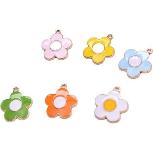 20PCS Alloy Colorful Flower Pendant Enamel Charm DIY Fashion Personalized Handmade Necklace Earrings Keychains