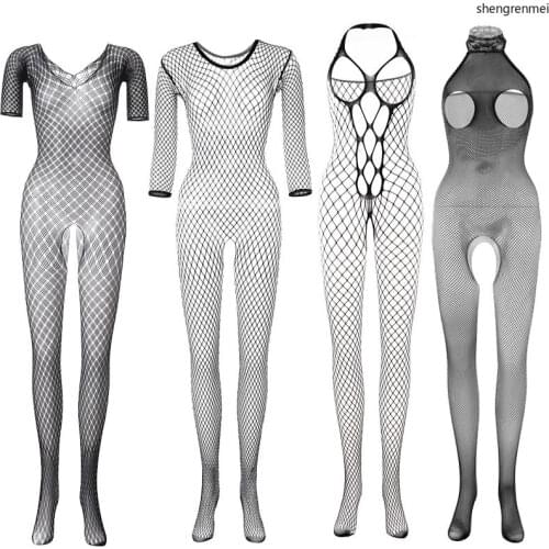 2020 New Sexy Sleepwear Open Crotch Bodysuit Teddy Porno Body Stockings Sex Erotic Mesh Nighties Lingerie for Women Underwear