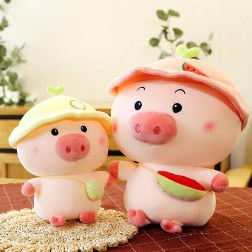 25/35/45CM Backpack Fruit Cartoon Pig Plush Toy Stuffed Soft Animal Pig Doll for Childrens Gift Kid Toy Kawaii Gift for Girls