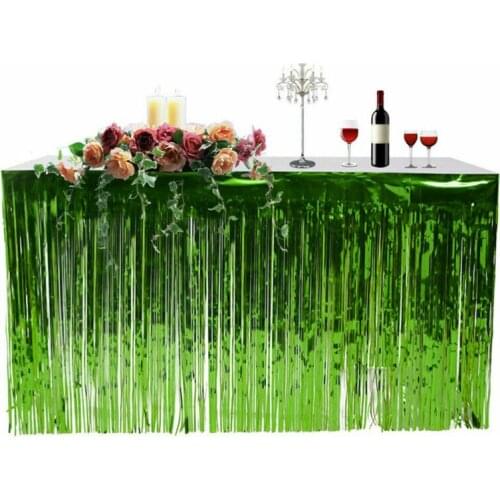 3 Colors 274 x 74CM Party Metallic Fringe Table Skirt Foil Tinsel Table Skirt Lunch Party
