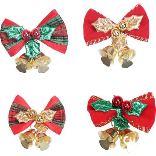 4 PACK Dropshipping Christmas Tree Bow Christmas Ornaments Bell Mix Home Garden Bows Christmas/Wedding Party Decoration