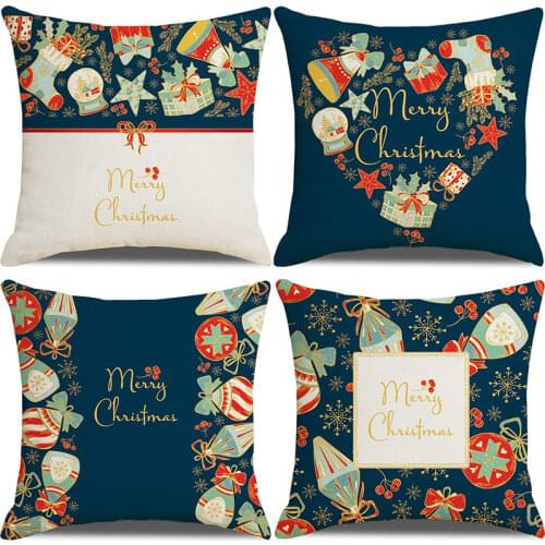 45x45 cm Christmas Cushion Cover Pillow case Merry Christmas 2021 Decoration For Home Noel Natal Navidad New Year 2022