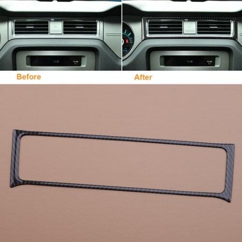 Car Black Carbon Fiber Console Air Vent Outlet Cover Trim Decor 32 x 8.6 cm Fit For Ford Mustang 2009 2010 2011 2012 2013
