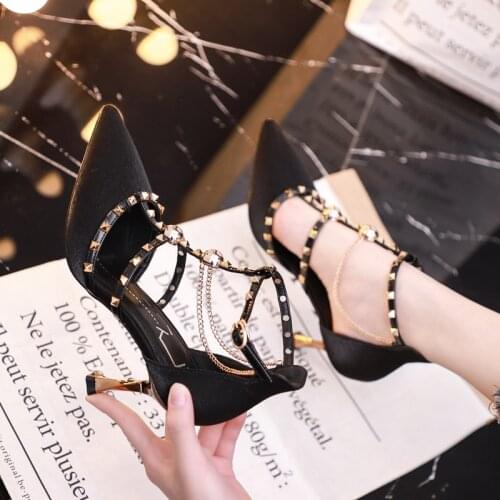 Summer Shoes 5cm and 7cm Women High Heels Sandals 2020 Open Toe One Word Buckle Thick Heel Chaussures Femmes Sandales Femme