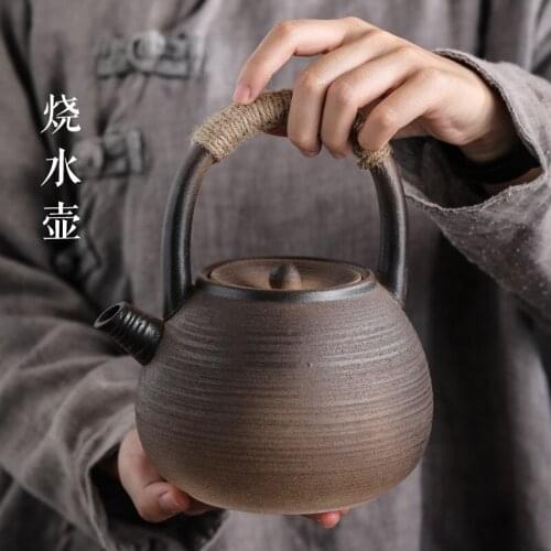 Tea Ceremony Kettle Large Capacity Ceramic Kettle Pu'er Tea Maker Retro Clay Pot Stoneware Large Lifting Pot