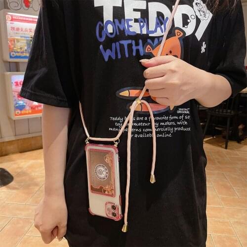 Brazil INS Crossbody Necklace strap Lanyard Cord plating Phone case for iphone 12 Pro Max 11 Pro Max X XR XS Max 7 8 plus Cover