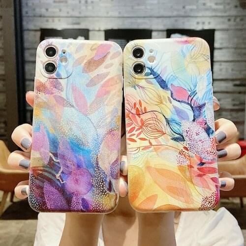 Flower Ink Painting Case For Xiaomi Redmi 9T 9C NFC 9A 9AT Note 10 9 8 Pro 7 8T 10T 10S 9S 5 Colorful Floral Silicone Cover Case