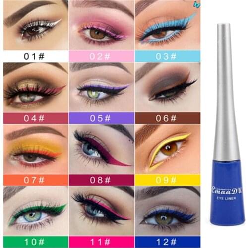 Colorful Waterproof Make Up Eyeliner Pencil Fast Dry Matte White Red Blue Green Makeup Liquid Eye Liner Pen Maquillaje TSLM2